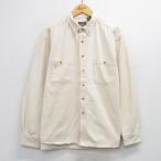 ショッピング古着 XL/古着 長袖 シャツ メンズ 90年代 90s コットン ボタンダウン 生成り 26feb10