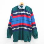 L/ б/у одежда длинный рукав Rugger рубашка мужской 90 годы 90s воротник Denim зеленый др. окантовка spe 26mar12