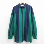 XL/ б/у одежда цент John z Bay длинный рукав Rugger рубашка мужской 90 годы 90s длинный длина хлопок зеленый др. полоса spe 26apr02