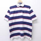 XL/古着 半袖 ブランド ラガーシャツ 90s ラルフローレン Ralph Lauren ワンポイントロゴ コットン 白他 ホワイト ボーダー 20may12 中古 メンズ トップス