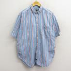 XL/古着 アメリカンイーグル 半袖 シャツ メンズ 90s コットン ボタンダウン 薄紺他 ネイビー ストライプ 23jul27 中古 トッ