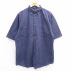 XL/古着 アメリカンイーグル 半袖 シャツ メンズ 90s ロング丈 コットン ボタンダウン 紺 ネイビー 24jul30 中古 トップス