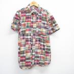 XL/古着 JOS A BANK 半袖 シャツ メンズ パッチワーク コットン ボタンダウン 赤他 レッド チェック 25jun14 中古 トップス
