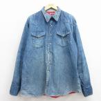 ショッピング古着 XL/古着 ビッグマック BIG MAC 長袖 ウエスタン シャツ メンズ 80年代 80s 大きいサイズ 紺 デニム 内側キルティング spe 26jan23