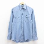 ショッピングウエスタン M/古着 ラングラー 長袖 ウエスタン シャツ メンズ 90年代 90s 薄紺 26jan24
