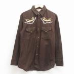 ショッピングウエスタン M/古着 長袖 ウエスタン シャツ メンズ 90年代 90s 刺繍 USA製 こげ茶 26jan24