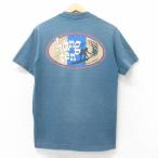 M/古着 ハンテン 半袖 ビンテージ Tシャツ メンズ 90s ビッグロゴ サーフィン クルーネック 濃緑系 グリーン spe 25jul14 中古