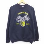M/古着 長袖 スウェット クマ Cubs KAMMERER クルーネック 黒 ブラック 21feb25 中古 メンズ スエット トレーナー トップス