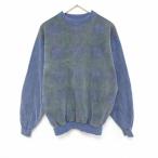 L/古着 アメリカンイーグル American Eagle 長袖 スウェット メンズ 90s ツートンカラー クルーネック 緑他 グリーン チェッ