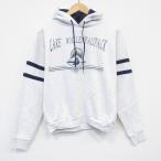 M/ б/у одежда длинный рукав тренировочный Parker мужской 80 годы 80s яхта USA производства незначительный серый ...25nov14