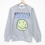 ショッピング古着 M/古着 長袖 ロック バンド スウェット メンズ ニルバーナ ニルヴァーナ クルーネック グレー 霜降り spe 25nov13
