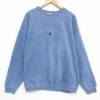 XL/ б/у одежда длинный рукав тренировочный мужской 90 годы 90s яхта вышивка большой размер хлопок вырез лодочкой USA производства незначительный темно-синий 25nov15