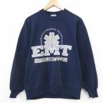 M/ б/у одежда Jerseys длинный рукав тренировочный мужской 90 годы 90s EMT вырез лодочкой USA производства темно-синий 25dec04