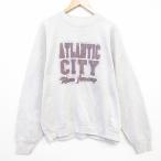 XL/ б/у одежда фрукты ob The салон длинный рукав тренировочный мужской 00 годы 00s Atlantic City большой размер вырез лодочкой бежевый 25dec04