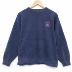 XL/ б/у одежда длинный рукав тренировочный мужской 00 годы 00s рыба хлопок вырез лодочкой темно-синий 25dec08