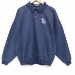 XL/ б/у одежда длинный рукав tops мужской 90 годы 90s can The s J Hawk s большой размер хлопок воротник имеется USA производства темно синий 25dec11