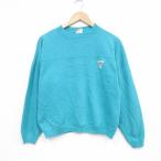 M/ б/у одежда длинный рукав тренировочный мужской 90 годы 90s one отметка Logo la gran вырез лодочкой USA производства синий зеленый 25dec12