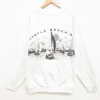 XL/ б/у одежда длинный рукав тренировочный мужской 80 годы 80s яхта la gran вырез лодочкой USA производства белый 25dec13