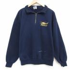 XL/ б/у одежда Jerseys длинный рукав половина Zip тренировочный мужской 90 годы 90s вертолет воротник имеется USA производства темно-синий 25dec13
