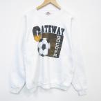 L/ б/у одежда фрукты ob The салон длинный рукав тренировочный мужской 90 годы 90s футбол la gran вырез лодочкой USA производства белый 25dec20