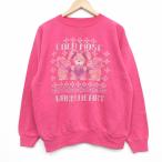 L/ б/у одежда длинный рукав тренировочный мужской 80 годы 80s заяц вырез лодочкой USA производства незначительный розовый 25dec24