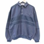 ショッピング古着 XL/古着 長袖 スウェット メンズ 90年代 90s 無地 襟付き 紺他 26feb04