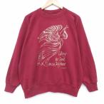 ショッピング古着 XL/古着 長袖 スウェット メンズ 90年代 90s 天使 ラグラン クルーネック USA製 エンジ 26feb05
