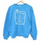 ショッピング古着 L/古着 ヘインズ 長袖 スウェット メンズ クルーネック USA製 水色 26feb10
