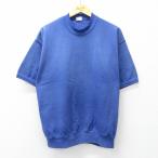 XL/ б/у одежда короткий рукав тренировочный мужской 90 годы 90s одноцветный mok шея с высоким воротником синий 26feb07