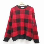 M/古着 アメリカンイーグル 長袖 セーター メンズ 90年代 90s クルーネック USA製 赤他 チェック 25dec02