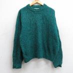 XL/古着 アメリカンイーグル 長袖 セーター メンズ 90年代 90s 無地 ウール クルーネック USA製 緑 25dec27
