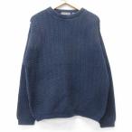 L/古着 長袖 セーター メンズ 90年代 90s コットン クルーネック USA製 紺 26jan20