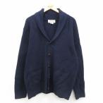 ショッピング古着 XL/古着 オービス 長袖 ニット カーディガン メンズ 00年代 00s ラムウール ショールカラー 紺 26jan29