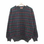 ショッピング古着 M/古着 JOS A BANK 長袖 セーター メンズ 90年代 90s ウール クルーネック 黒他 26feb06