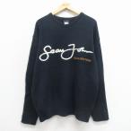 ショッピング古着 XL/古着 ショーンジョン 長袖 セーター メンズ ビッグロゴ Vネック 黒 26feb12