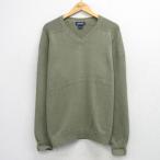 XL/ б/у одежда Ran z end свитер с длинным рукавом мужской 90 годы 90s одноцветный хлопок V шея USA производства зеленый 26mar25