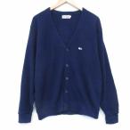 L/ б/у одежда Lacoste IZOD длинный рукав бренд 80 годы 80s one отметка Logo акрил вязаный кардиган мужской темно-синий 26jun19