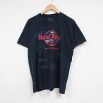 XL/古着 半袖 Tシャツ メンズ ハードロックカフェ 星条旗 マートルビーチ コットン クルーネック 濃紺 ネイビー 23aug02 中古