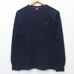 L/古着 長袖 ブランド サーマル Tシャツ ラルフローレン Ralph Lauren ワンポイントロゴ コットン クルーネック 黒 ブラック 21feb26 中古 メンズ