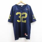 ショッピングナイキ tシャツ メンズ XL/古着 ナイキ NIKE 半袖 ビンテージ フットボール Tシャツ メンズ 90s 32 メッシュ地 大きいサイズ Vネック 紺 ネイビー spe 24may13 中