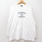XL/古着 ラルフローレン ポロジーンズ 長袖 ブランド Tシャツ メンズ ビッグロゴ 大きいサイズ コットン クルーネック 白 ホワイト 25jun27