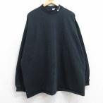 XL/古着 ナイキ NIKE 長袖 ビンテージ Tシャツ メンズ 90s ワンポイントロゴ 大きいサイズ モックネック ハイネック 黒 ブラ