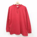 ショッピング古着 XL/古着 バナナリパブリック 長袖 ビンテージ Tシャツ メンズ 90年代 90s 無地 ヘンリーネック 赤系 26jan26