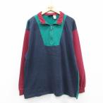 ショッピングアメリカンイーグル XL/古着 アメリカンイーグル 長袖 ビンテージ ハーフジップ Tシャツ メンズ 90年代 90s マルチカラー 大きいサイズ コットン 紺他 spe 26fe