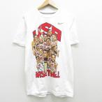L/古着 半袖 ブランド Tシャツ ナイキ NIKE ワンポイントロゴ バスケットボール USAロゴ 白 ホワイト 21mar03 中古 メンズ