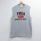 L/ б/у одежда Jerseys безрукавка Vintage футболка мужской 00 годы 00s YMCA колледж вырез лодочкой серый ...26jun16