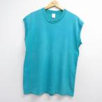 L/ б/у одежда фрукты ob The салон безрукавка Vintage футболка мужской 90 годы 90s одноцветный хлопок вырез лодочкой USA производства голубой 26jun24
