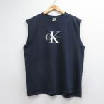 XL/ б/у одежда Calvin Klein безрукавка Vintage бренд футболка мужской 90 годы 90s большой Logo хлопок вырез лодочкой USA производства neibi