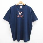 ショッピングナイキ tシャツ メンズ XL/古着 ナイキ NIKE 半袖 ビンテージ Tシャツ メンズ 00s ワンポイントロゴ バージニア 大きいサイズ コットン クルーネック 紺 ネイビー