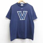 L/古着 ナイキ NIKE 半袖 ビンテージ Tシャツ メンズ 00s NOVANATION コットン クルーネック 紺 ネイビー 25apr25 中古